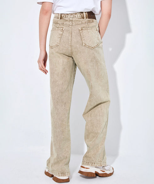 Washed Panel Denim Pants