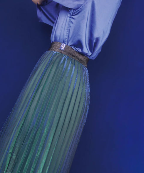 Polarized Pleated Flare Skirt