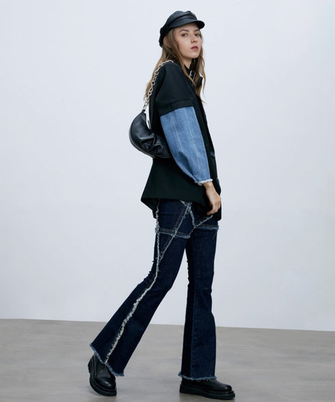 Patch Denim Contrast Jacket