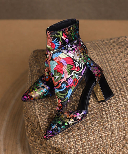 Ornate Sequin Tapestry Heels