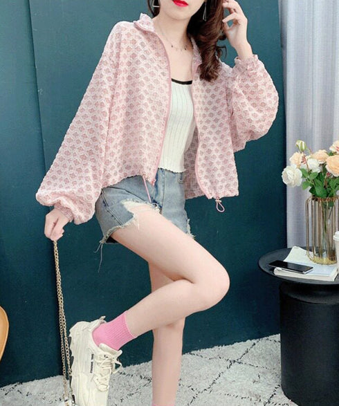 Mesh Bloom Zip Cardigan