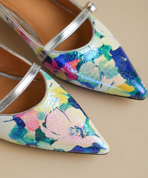 Floral Pointed Buckle Flat