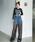 Splicing Mesh Denim