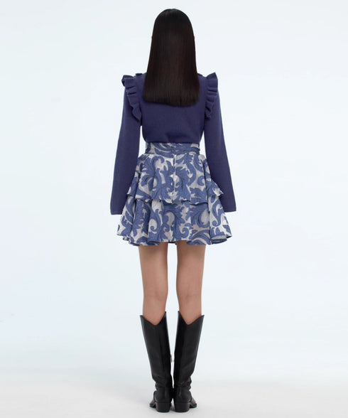 Ruffle Shoulder Knit Top