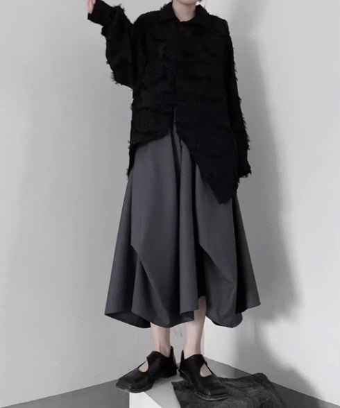 Layered Draped Midi Skirt