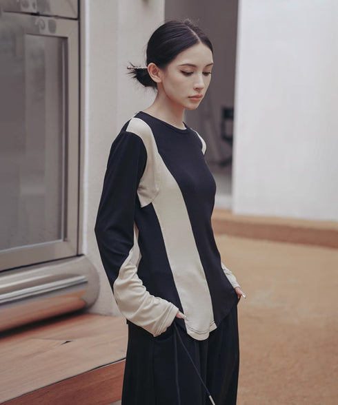 Neutral Color Blocking Top