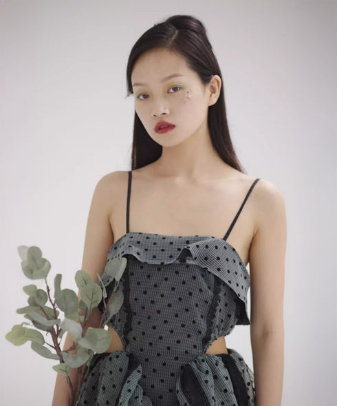 Hollow Waist Polka Dot Tutu Dress