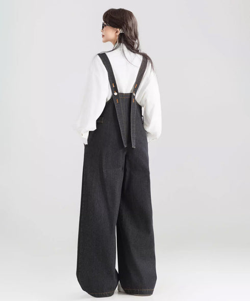 Wide-leg Denim Overalls