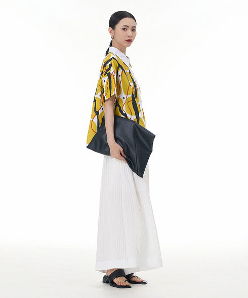 Contrasting Print Blouse