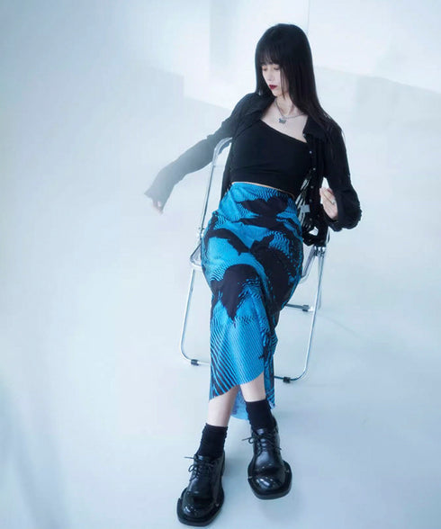 Butterfly Print Mesh Skirt