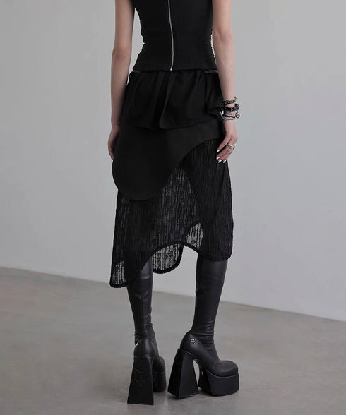 Wave Line Patchwork Skirt