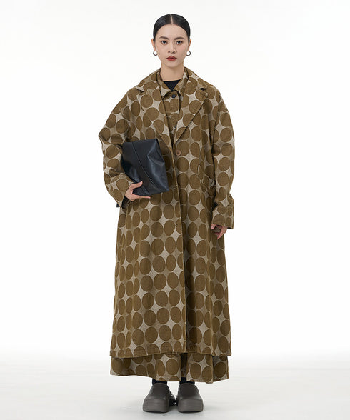 Dot Jacquard Long Coat