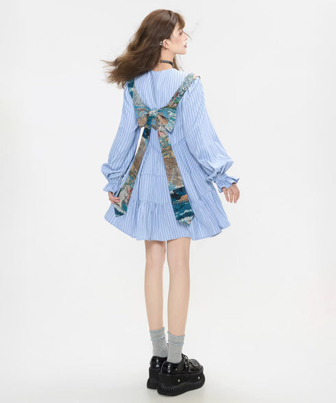 Stripe Sailor Bow Tiered Dress