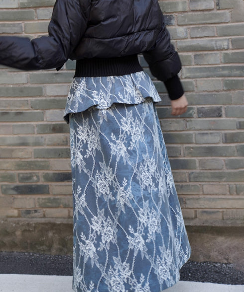 Layered Panel Check Wrap Skirt