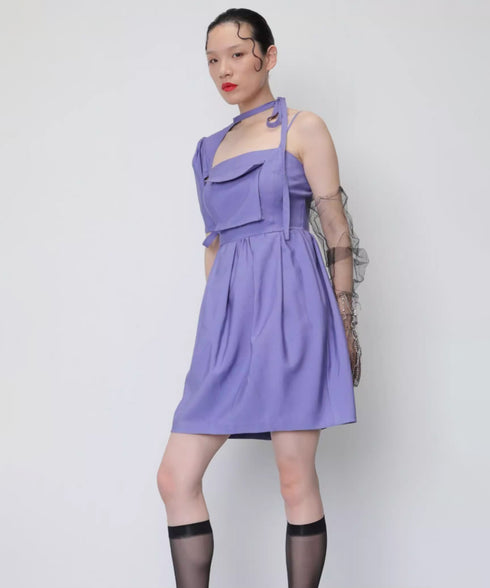 Asym Shoulder Pocket Dress