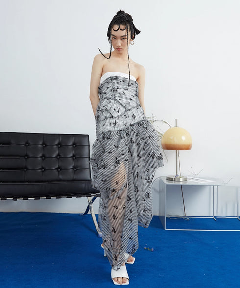 Layered Ruched Strapless Dress