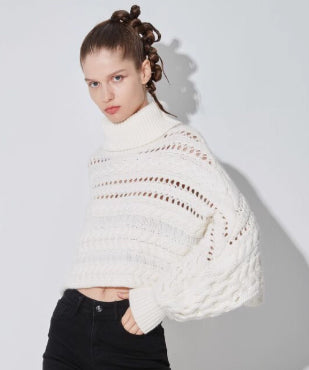 Cable Knit Cropped Turtleneck