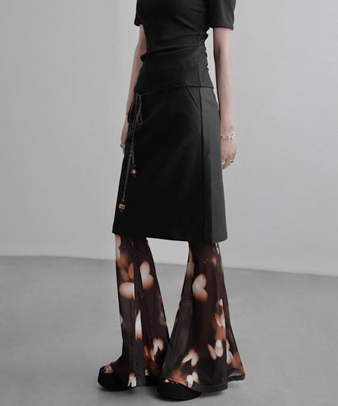 Braided Belt Straight Skirt