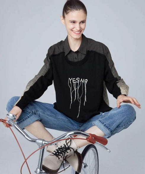 Gradient Check Layered Knit Shirt