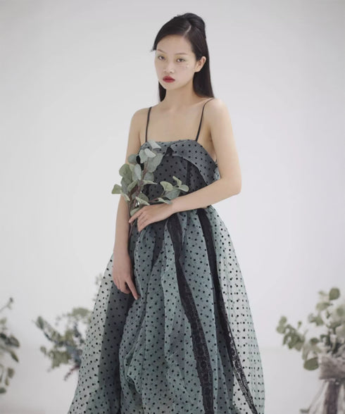 Hollow Waist Polka Dot Tutu Dress