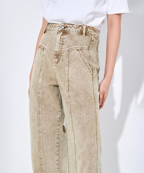 Washed Panel Denim Pants