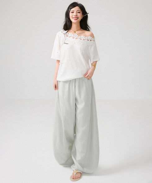 Lace Blossom Shoulder Tee