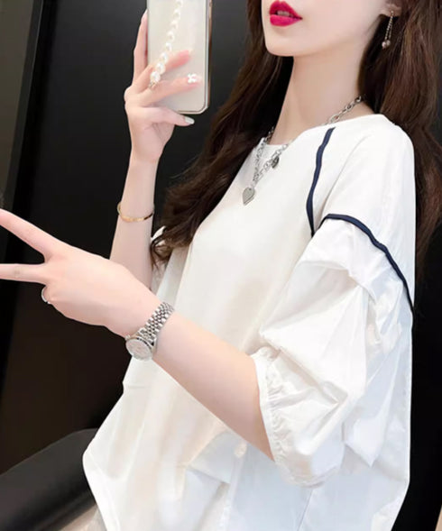 Back Ribbon Puff Sleeve Top