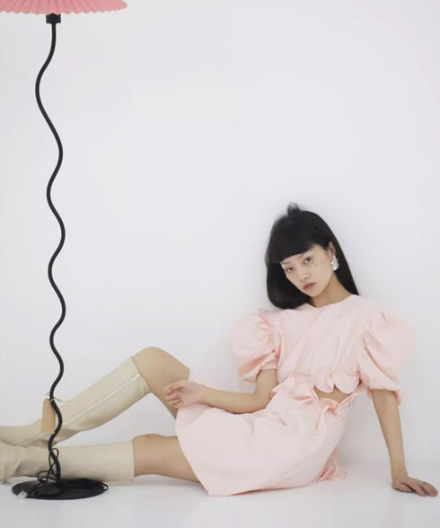 Scallop Puff Sleeve Dress