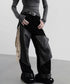 Coated Panel Wide Leg Pants