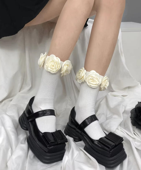 Floral Crown Rib Socks