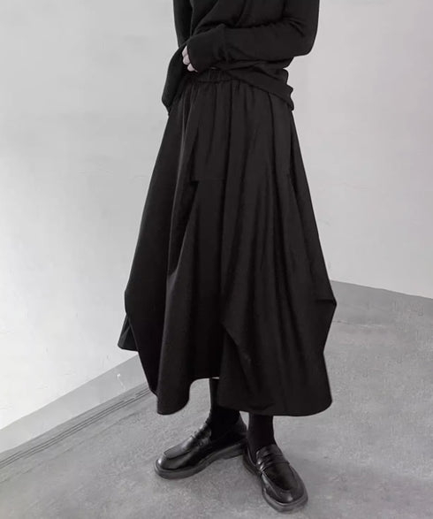 Layered Draped Midi Skirt