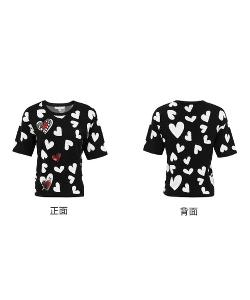 Heart Pattern Knit Top