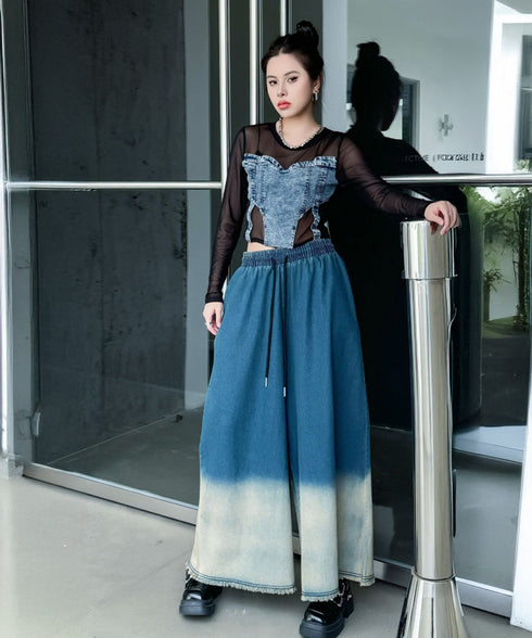 Gradient Contrast Color Denim