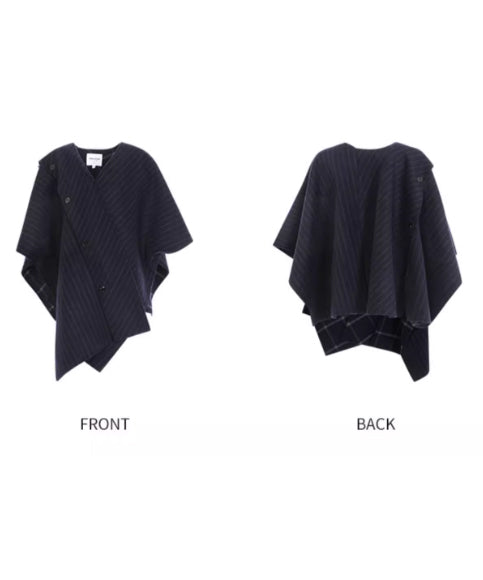 Diagonal Stripe Cape Coat