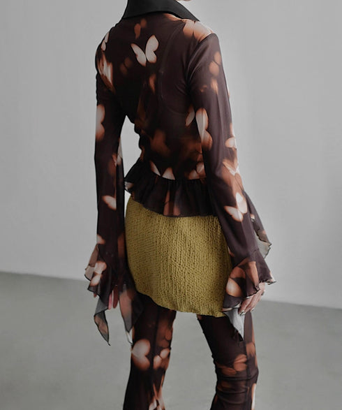 Sheer Flared Hem Shirt