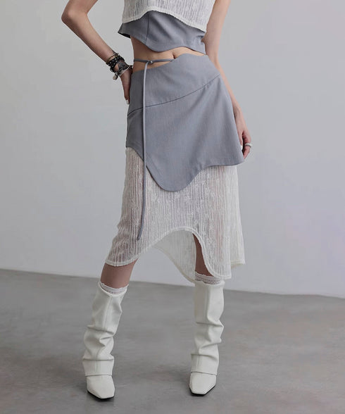 Wave Line Patchwork Skirt