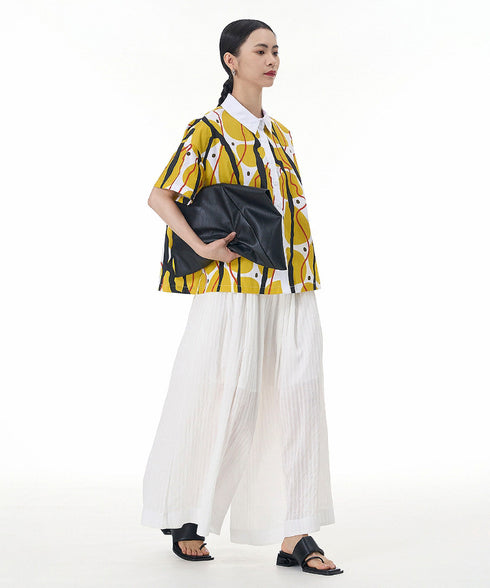 Contrasting Print Blouse