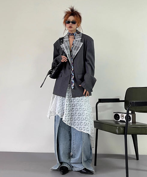 Lace Splicing Collar Jacket