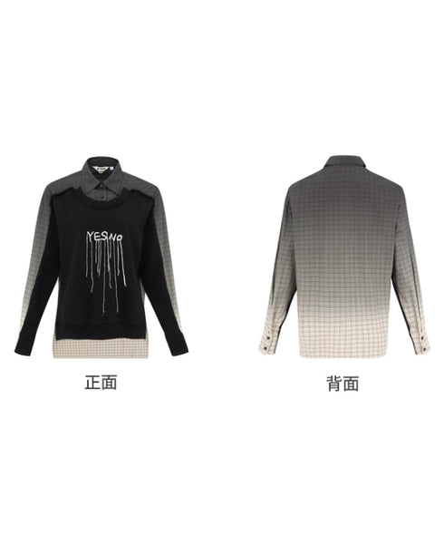 Gradient Check Layered Knit Shirt