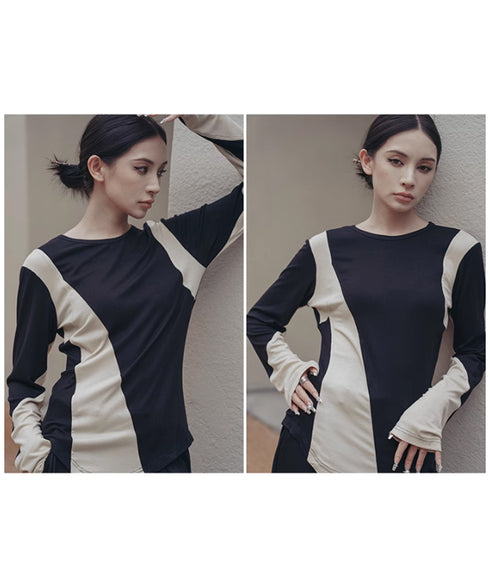 Neutral Color Blocking Top