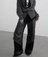 Coated Panel Wide Leg Pants