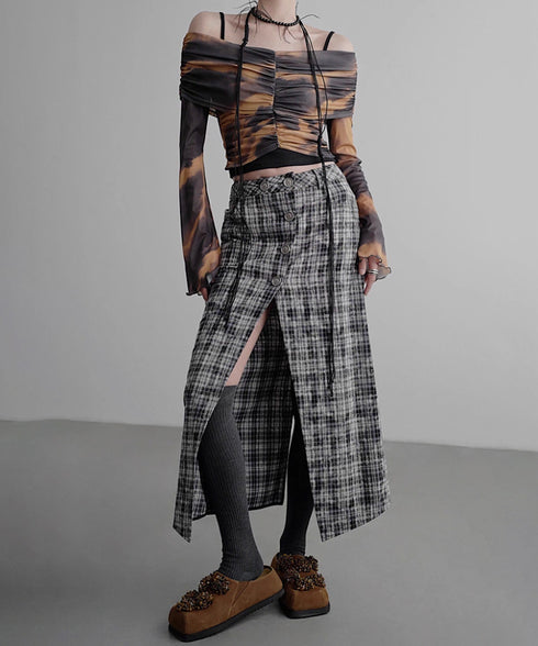 Ruched Off Shoulder Mesh Top