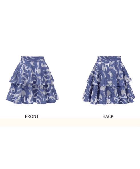 Vintage Jacquard Tiered Skirt