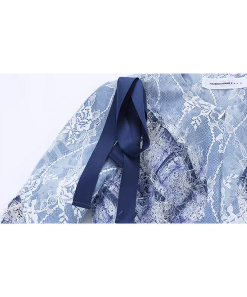 Lace Overlay Ribbon Jacket