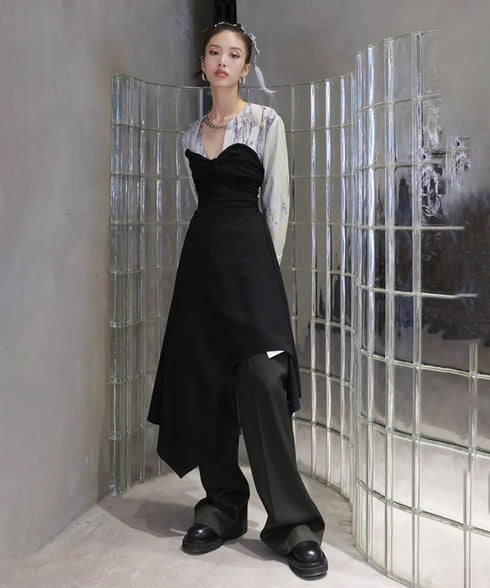 Vertical Pleated Tube Top Dress