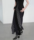 Diagonal Panel Layered Long Skirt