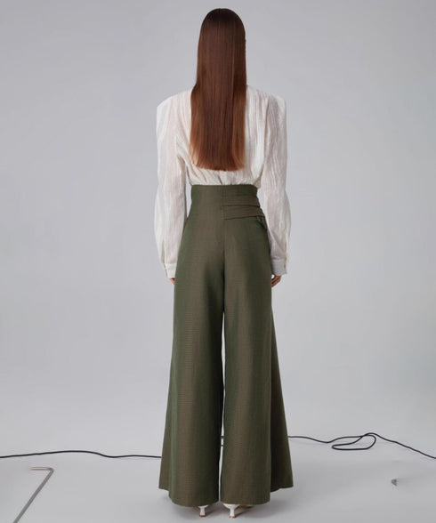 High Waist Pleated Wide Pants