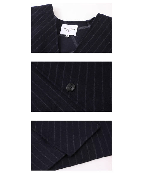 Diagonal Stripe Cape Coat