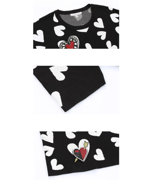 Heart Pattern Knit Top