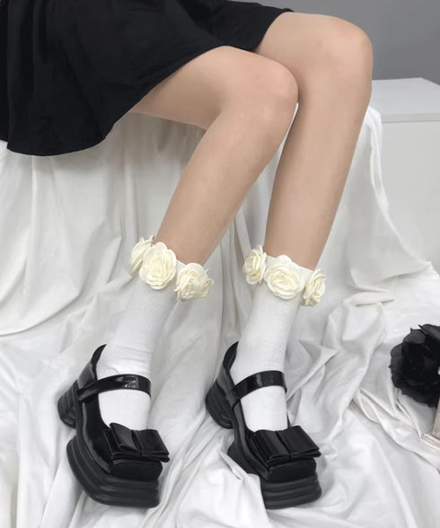 Floral Crown Rib Socks